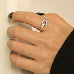 Bague en argent sterling avec micro pavé de zircones cubiques transparentes pour femme&nbsp;FS-WG39CEA-03