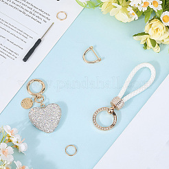 2 portachiavi e ciondolo in pelle PU e lega con strass intrecciati&nbsp;KEYC-CN0001-11D