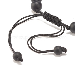 Bracciale con perline intrecciate in agata nera naturale smerigliata&nbsp;BJEW-JB08249-05