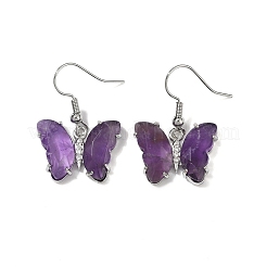 Natürliche Amethyst Messing Ohrhänger&nbsp;EJEW-M081-01P-05