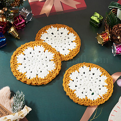 3 handgewebter Untersetzer aus Polyester-Makramee mit Schneeflockenmotiv&nbsp;DIY-TA0013-98C