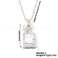 Eleganti collane con ciondolo a forma di farfalla in ottone lucido con zirconi cubici trasparenti per donna&nbsp;WV1261-1