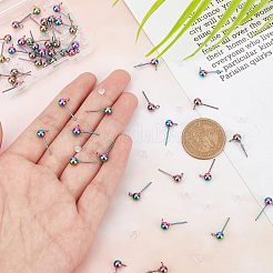 50 Stück Ohrstecker-BeZubehör aus Edelstahl in Regenbogenfarben&nbsp;STAS-UN0037-07A