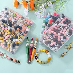 89 Stück Silikonperlen-Set mit buntem Muster&nbsp;SIL-SZ0002-54E