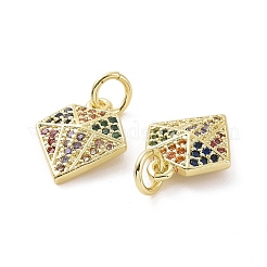 Charms in zirconi colorati con micro pavé di ottone&nbsp;KK-E068-VF157