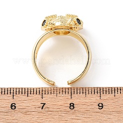 Verstellbare offene Manschettenringe aus Messing mit Mikropavé und Zirkonia&nbsp;RJEW-H263-263B-G
