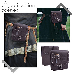Sac ceinture médiéval rectangulaire en cuir PU avec 2 bouteille de potion en verre&nbsp;AJEW-WH0696-575A