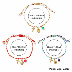 3 Stück 3 Farben böhmisches Messing religiöses Kreuz Jungfrau Charm Armband Sets&nbsp;DS9557-1