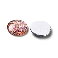 Cabochon in vetro flatback mezzo fiore rotondo / cupola e del modello impianti per i progetti fai da te&nbsp;X-GGLA-R026-20mm-15