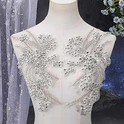1 Paar Blumen aus Glas-Strass und Polyester mit Glasperlen zum Aufnähen auf geprägte Ornament-Accessoires&nbsp;DIY-CY0001-92