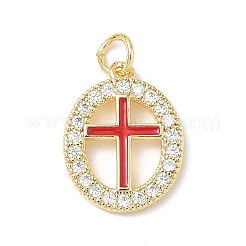 Pendenti in ottone micro pavé con zirconi cubici trasparenti e smalto&nbsp;KK-L253-12G