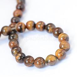 Grade ab oeil de tigre naturel brins de perles rondes&nbsp;G-E334-12mm-17