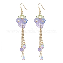 Boucles d'oreilles pendantes transparentes bicolores en verre peint à la bombe et acrylique&nbsp;EJEW-JE06923