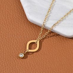 Colliers à chaîne en acier inoxydable 304 avec pendentif géométrique en strass et cristal&nbsp;NJEW-Z073-01G-01