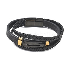 Braccialetti multi-filo in cordino intrecciato in pelle microfibra&nbsp;BJEW-C153-01B