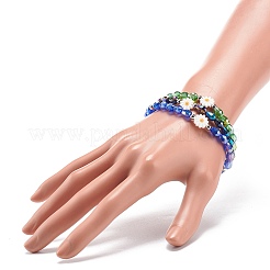 Set di braccialetti elasticizzati con perline a goccia in vetro e fiore in conchiglia naturale da 5 pz 5 colori per donna&nbsp;BJEW-JB08804