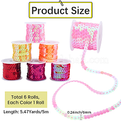 6 Rolle 6 Farben umweltfreundliche Paillettenperlen aus Kunststoff&nbsp;PVC-CY0001-06B