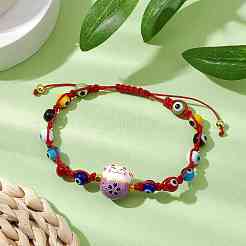 Braccialetto con perline intrecciate con lanmpword regolabile e malocchio&nbsp;BJEW-JB11059