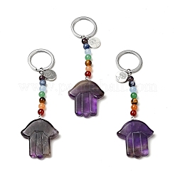 Natürliches Amethyst Chakra Schlüsselbund&nbsp;KEYC-F034-01A