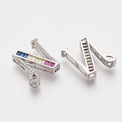Charms de la diapositiva de latón zirconia cúbico&nbsp;ZIRC-S063-01N-P