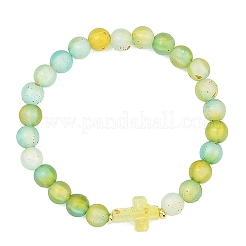 Pulseras elásticas de cuentas acrílicas esmeriladas para mujeres y hombres.&nbsp;BJEW-JB13591