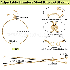 5 Stück verstellbares 304 Edelstahl-Box-Kettengliedarmband zur Herstellung&nbsp;STAS-BBC0004-82B