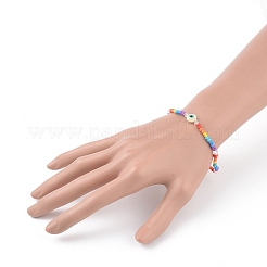 Peinture au four perles de rocaille en verre bracelets extensibles&nbsp;BJEW-JB04829-01