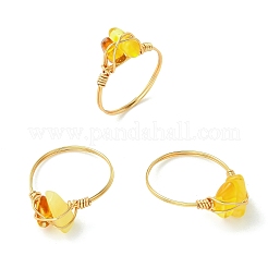 Fingerringe aus natürlichen Bernsteinperlen&nbsp;RJEW-JR01038