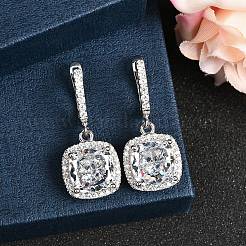 925 boucles d'oreilles créoles en argent sterling avec micro pavé de zircones cubiques&nbsp;EJEW-F371-01A-01
