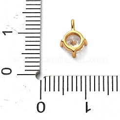 925 breloque ronde plate en argent sterling avec zircone cubique transparente&nbsp;STER-U009-07G-02
