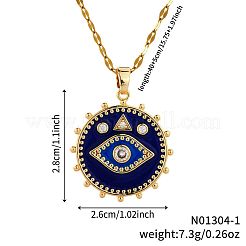 Collar con colgante de ojo malvado de latón esmaltado azul para mujeres y hombres&nbsp;BX0691-1