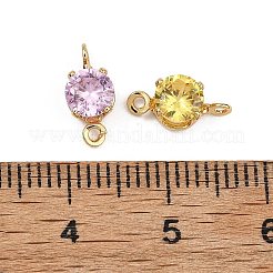Ciondoli connettori piatti e rotondi in ottone con pavé di zirconi cubici Shegrace&nbsp;XGRQ2O731-435G