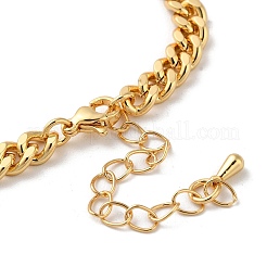 Messing-Mikropflaster-Armbänder mit klaren Zirkonia-Herzen und kubanischen Gliederketten für Frauen&nbsp;BJEW-M322-01G