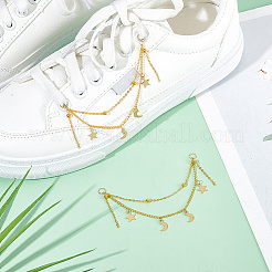 50 Stück Schuhkette mit Stern- und Mondanhängern aus Edelstahl&nbsp;AJEW-PH01579