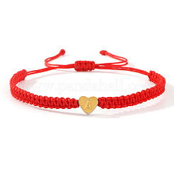 Bracelets tressés en acier inoxydable 304 avec perles en forme de cœur et de lettre&nbsp;OO6447-1