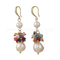 Ohrhänger aus natürlichem malaysischem Jade und natürlicher Barockperle (Keshi-Perle)&nbsp;EJEW-JE07410