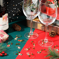 Weihnachts-Weinglas-Anhänger aus emaillierter Legierung&nbsp;AJEW-SC0002-03