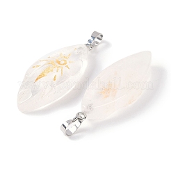 Pendentifs à motif de soleil doré en cristal de quartz naturel&nbsp;G-L524-14P-07