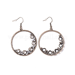 3 paires de boucles d'oreilles pendantes en alliage de style anneau et larme et ventilateur avec éclats de jaspe dalmatien&nbsp;EJEW-P200-08R