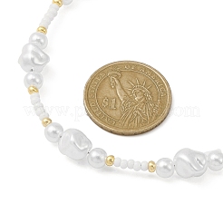 Stretch-Armband und Perlenkette aus ABS-Kunststoff mit Imitationsperlen&nbsp;SJEW-JS01278