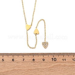 304 Edelstahl Kristall Strass Herz Lasso Halsketten&nbsp;NJEW-R026-10G