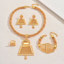 Legierung hohl trapezförmigen Armbänder & Ohrringe & Halsketten & Ringe Sets für Frauen&nbsp;XQ7067