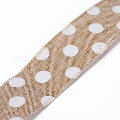 Ruban d'emballage en polyester imitation lin&nbsp;DIY-P012-03A