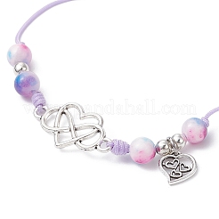 Pulseras de cuentas trenzadas de jade blanco teñido natural&nbsp;BJEW-JB09823-03