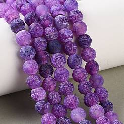 Chapelets de perles en agate naturelle altérée mate&nbsp;G-F374-8mm-01