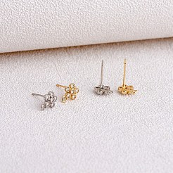 4 paia 2 colori rack placcatura in ottone micro pavé di orecchini a bottone in zirconia cubica&nbsp;KK-SZ0006-49
