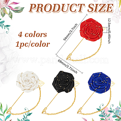 4 Uds. Broches de solapa de poliéster rosa de 4 colores para hombres&nbsp;JEWB-FG0001-20
