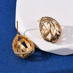 Orecchini ovali cavi in ottone&nbsp;EJEW-A143-03G