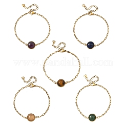 Halbrunde Gliederarmbänder aus Natursteinperlen&nbsp;BJEW-JB14117