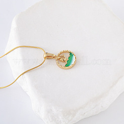 Collier rond plat en acier inoxydable émaillé avec pendentif en forme de voilier pour femme&nbsp;JG5903